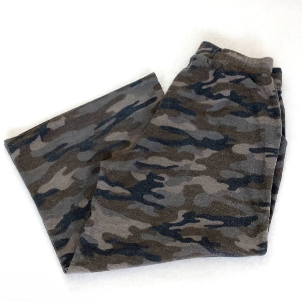 Jenny Boston Rayon Blend Green Camo Cropped Ava Wide Leg Lounge Capri Pants S - Picture 3 of 8